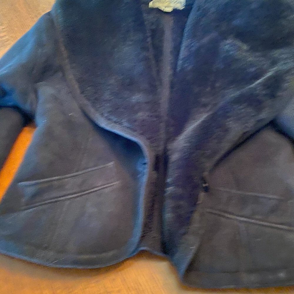 Noviello Bloom Red Suede Shearling Jacket, Black, size 12